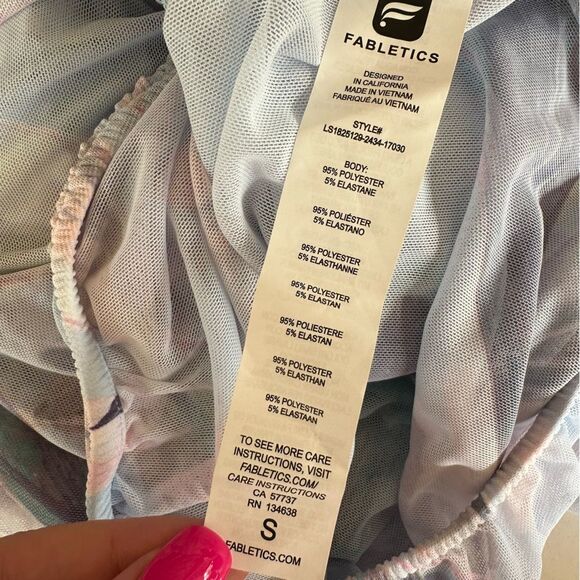 Fabletics Treva Long Sleeve Sheer Drape Wrap Shirt NEW Women’s Small Pastel - Picture 8 of 10